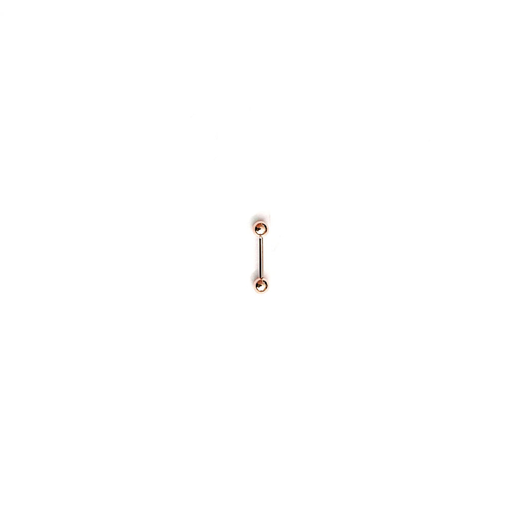 Rosegoldener Steg Barbell 1,2 mm Dick mit 4 Millimeter Kugeln 18 kt Rosegold