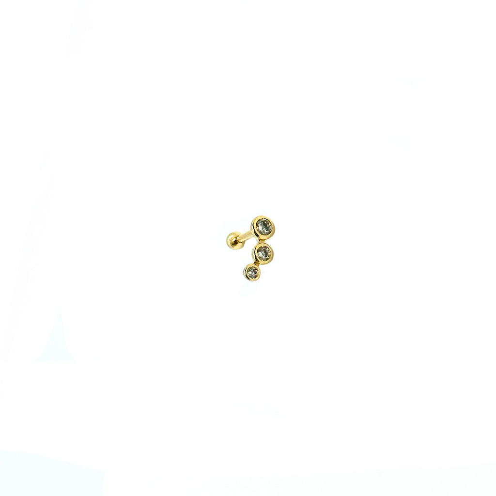 Goldenes Helixpiercing „Triple Helix“ in 18 kt Gelbgold