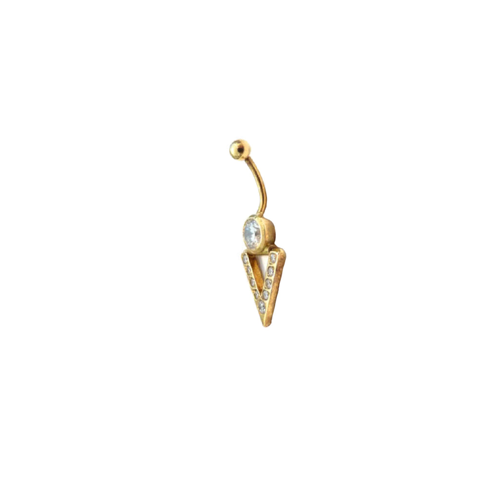 Goldenes Bauchnabelpiercing „Lelani“ in 18 kt Gelbgold seitlich