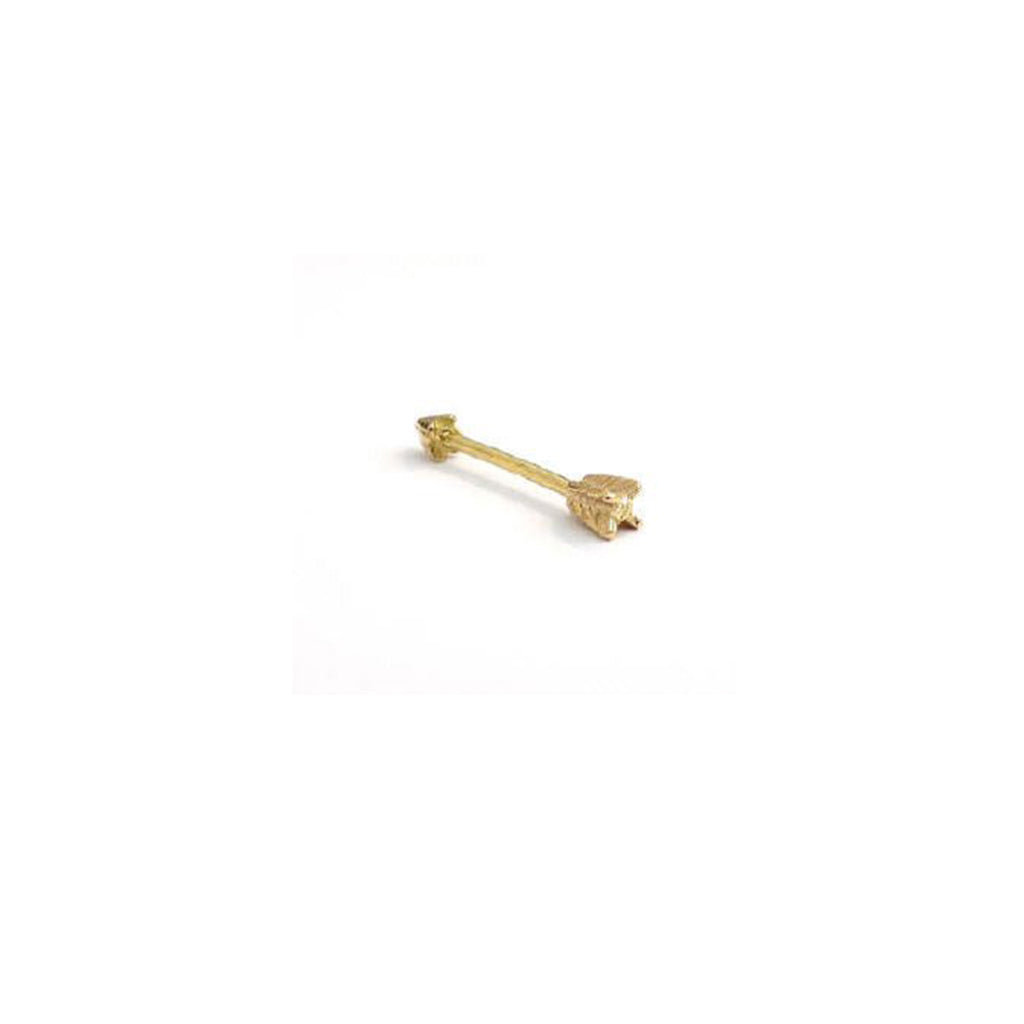 Goldenes Nippelpiercing Brustwarzenpfeil "3D" Barbell/Steg 1,6 mm in 18 kt Gelbgold