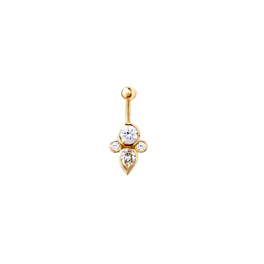 Goldenes Bauchnabelpiercing „Fantasy“ in 18 kt Gelbgold
