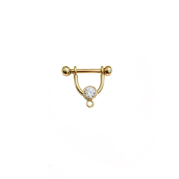Goldenes Intimpiercing Steg mit Bügel und Öse in 18 kt Gelb, Weiß-oder Rosé Gold