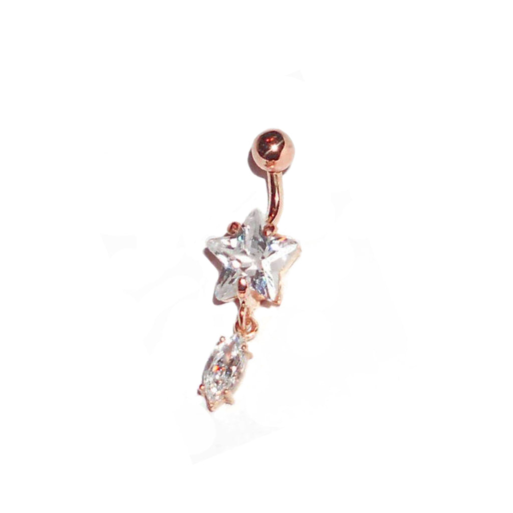 Goldenes Bauchnabelpiercing Zirkoniastern mit Anhänger in 18 kt Roségold