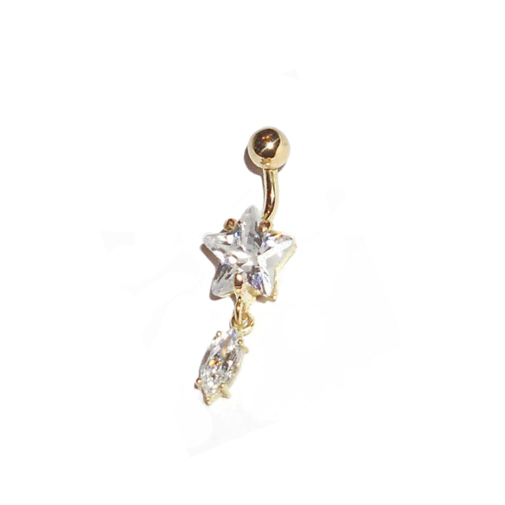 Goldenes Bauchnabelpiercing Zirkoniastern mit Anhänger in 18 kt Gelbgold
