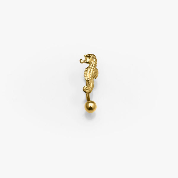 Goldenes Bauchnabelpiercing Echtgold 18 kt Gelbgold Seepferdchen