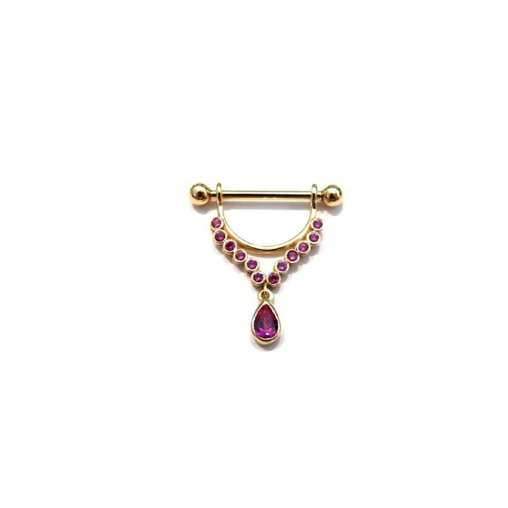 Body Gold Piercingschmuck Intim/Brustschmuck Goldener Brustwarzenbügel „Diva“ in 18 kt Gelbgold/Weißgold rhodiniert/Rosé Gold