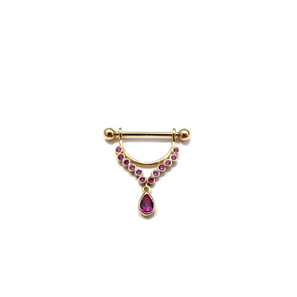 Body Gold Piercingschmuck Intim/Brustschmuck Goldener Brustwarzenbügel „Diva“ in 18 kt Gelbgold/Weißgold rhodiniert/Rosé Gold