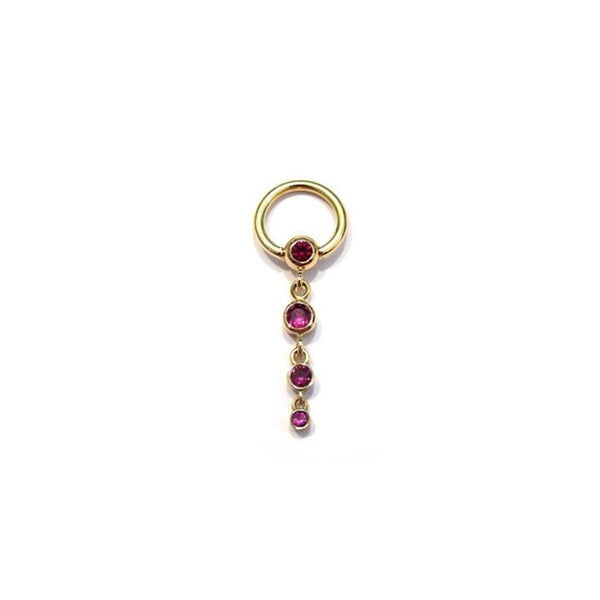 Body Gold Piercingschmuck Intim/Brustschmuck Goldener Klitorisvorhautring BCR mit 4 Zirkonia in 18 kt Gelb/Weiß oder Rosé Gold