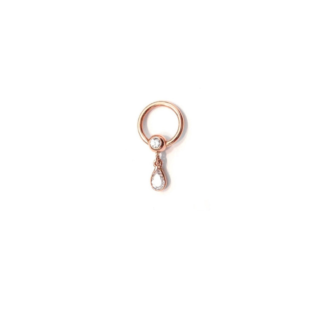 Body Gold Piercingschmuck Intim/Brustschmuck Goldener Klitorisvorhautring "Drop" für das Klitorisvorhautpiercing in 18 kt Rosé Gold