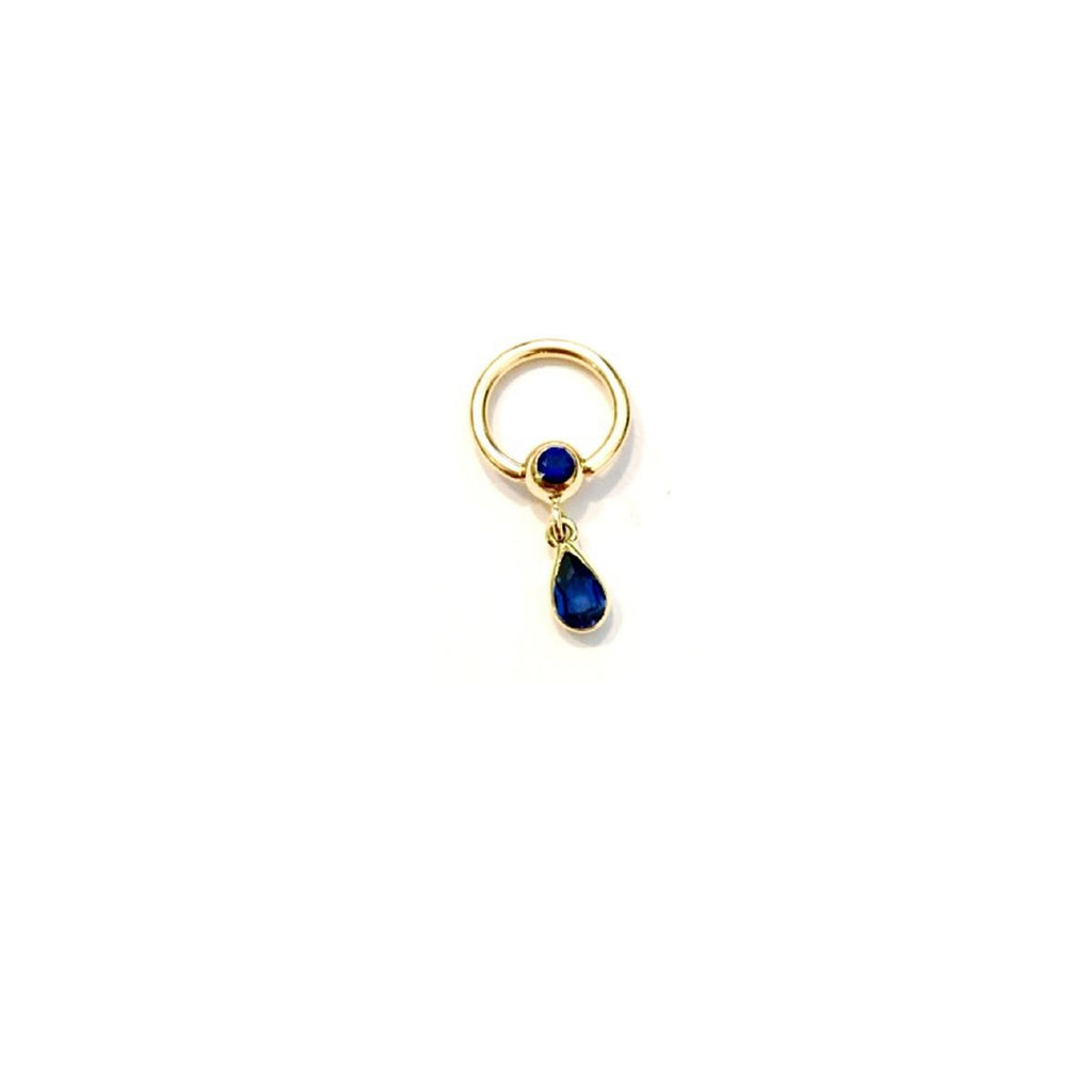 Body Gold Piercingschmuck Intim/Brustschmuck Goldener Klitorisvorhautring "Drop" für das Klitorisvorhautpiercing in 18 kt Weißgold