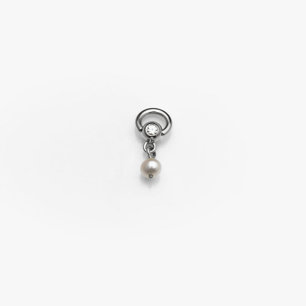 Body Gold Piercingschmuck Intim/Brustschmuck Goldener Ring "Pearl" für das Klitorisvorhautpiercing in 18 kt Weißgold
