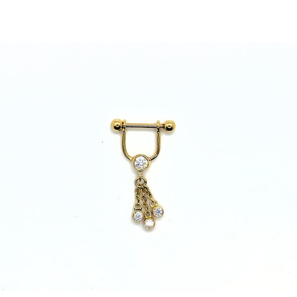 Body Gold Piercingschmuck Intim/Brustschmuck Goldenes Intimpiercing Steg mit Bügel und Ketten in 18 kt Gelbgold/Weißgold oder Rosé Gold