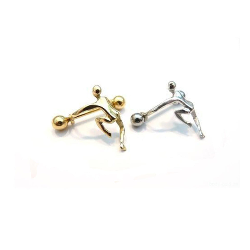 Goldenes Brustwarzenpiercing-Piercingschmuck Intim/Brustschmuck Turner für Brustwarzensteg in 18 kt  Gelbgold/Weiß oder Rosé Gold