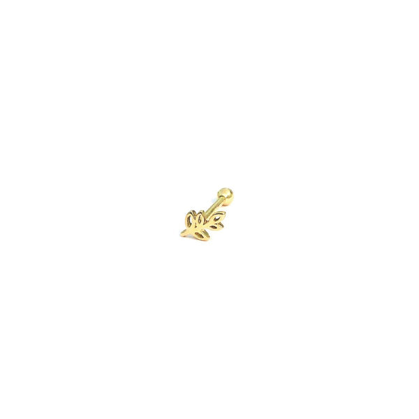 Body Gold Piercingschmuck Labret/Helix/Kugel Goldenes Helixpiercing „Feder“in 18 kt Gelbgold/Weißgold oder Roségold