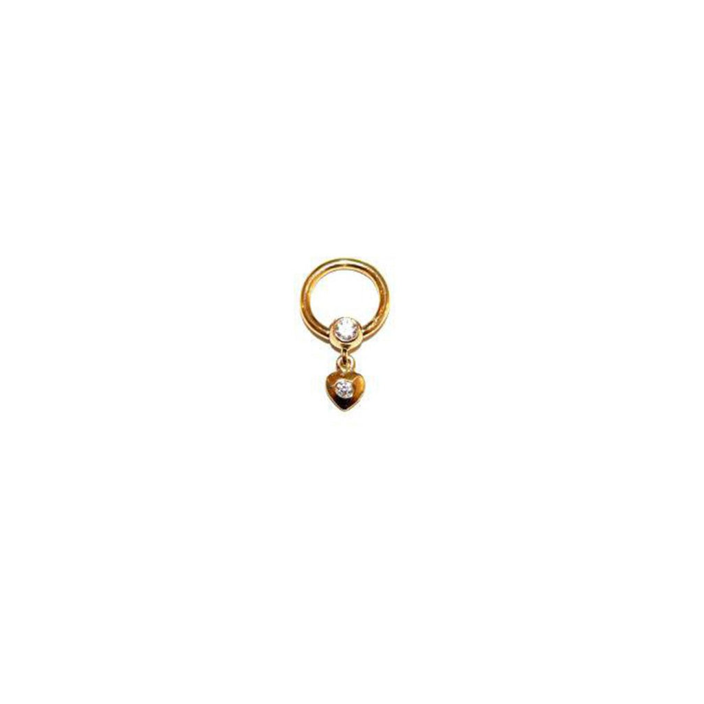 Body Gold Piercingschmuck Piercing Ringe/Hufeisen Goldener Intimring/BCR für Klitorisvorhautpiercing mit Zirkonia und Herz-Anhänger" in 18 kt Gelb/Weiß oder Rosé Gold