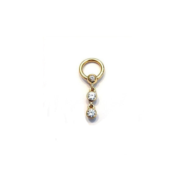 Body Gold Piercingschmuck Piercing Ringe/Hufeisen Goldener Intimring für Klitorisvorhautpiercing mit Zirkoniakette 3 Zirk in 18 kt Gelb/Weiß oder Rosé Gold