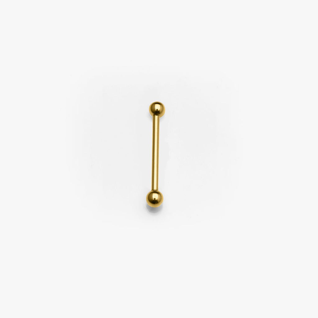 Body Gold Piercingschmuck Stege 1,6 mm Gold Barbell/Steg gerade mit 2 Kugeln in 18 kt Gelbgold