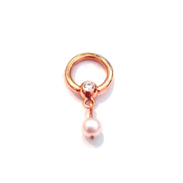Goldener Piercingring Intimpiercing "Pearl" für das Klitorisvorhaut Piercing in 18 kt Rosé Gold