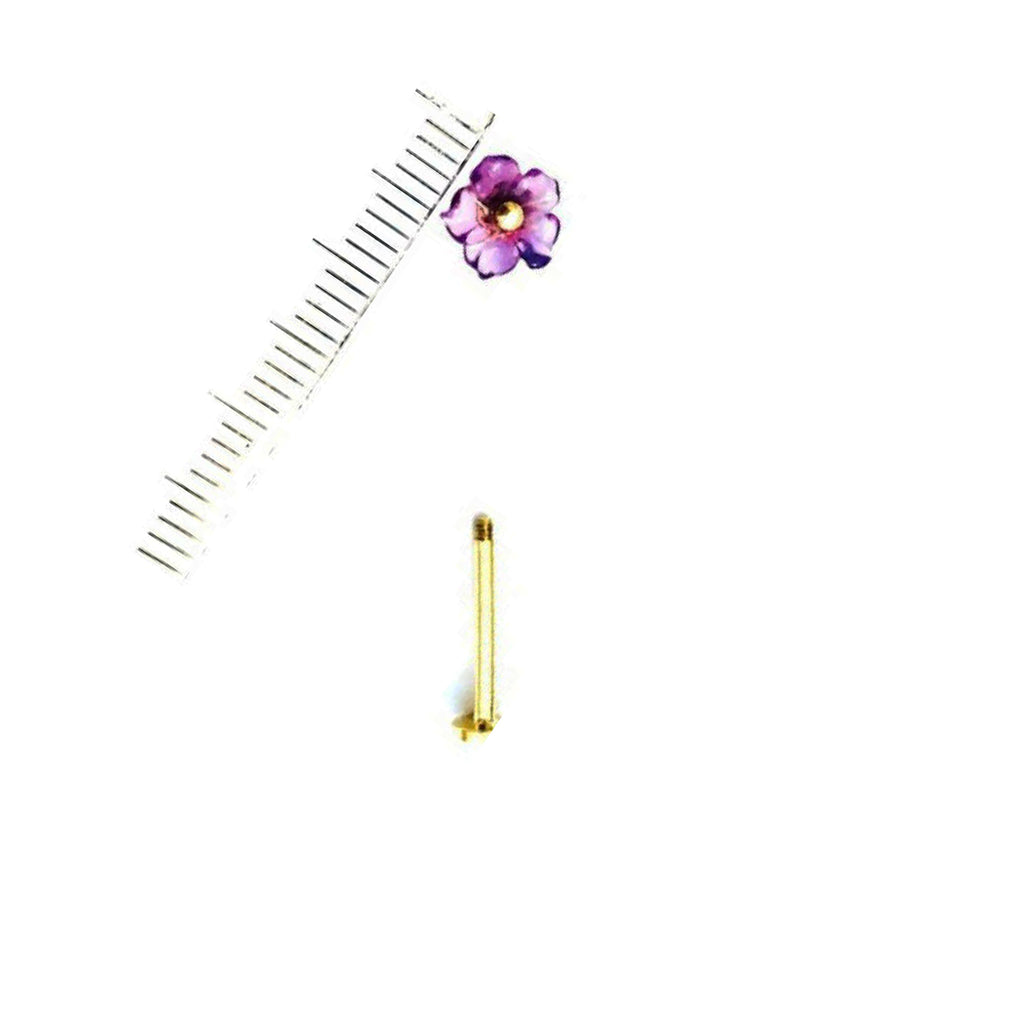 Goldenes Helixpiercing/Traguspiercing „Amethyst Blume“ in 18 kt Gelbgold/Weißgold oder Roségold