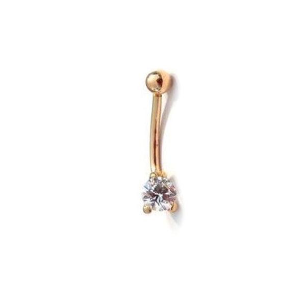 Goldenes Bauchnabelpiercing „schwebender Diamant“ in 18 kt Gelbgold  Medium 1 von 2
