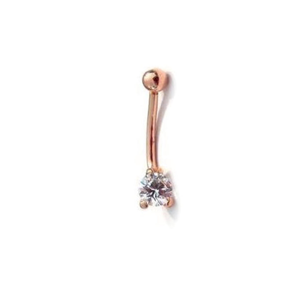 Goldenes Bauchnabelpiercing „schwebender Diamant“ in 18 kt Rosé Gold