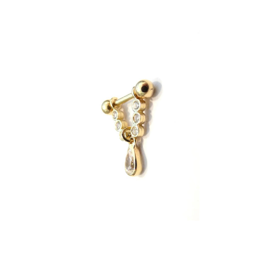 Goldenes_Klitorisvorhautpiercing_horizontal_mit_Steg und Anhänger seitlich