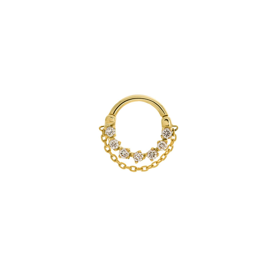 GoldenerPiercingringmitDiamanenund Ketten
