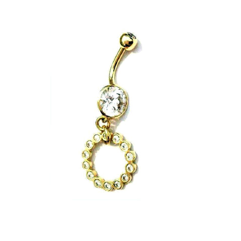 EchtgoldenesbauchnabelpiercingmitswarovskizirkoniaGoldenes Bauchnabelpiercing mit Zirkonia Rad in 18 kt Gelbgold