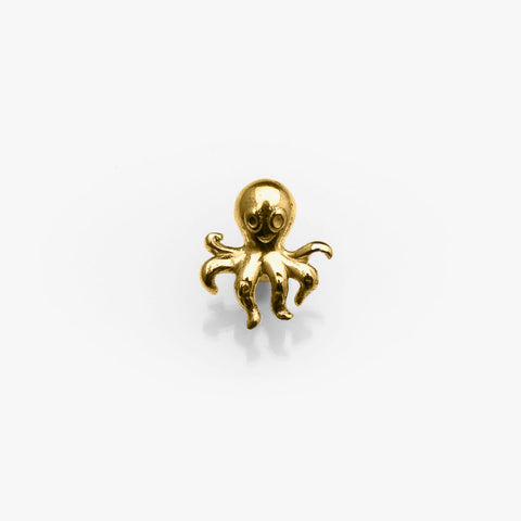 Body Gold Piercingschmuck Goldene Bananen Goldenes Bauchnabelpiercing „Ivonne, der lachende Krake“ in 18 kt Gold (Gelb-Weiß oder Rosé Gold)