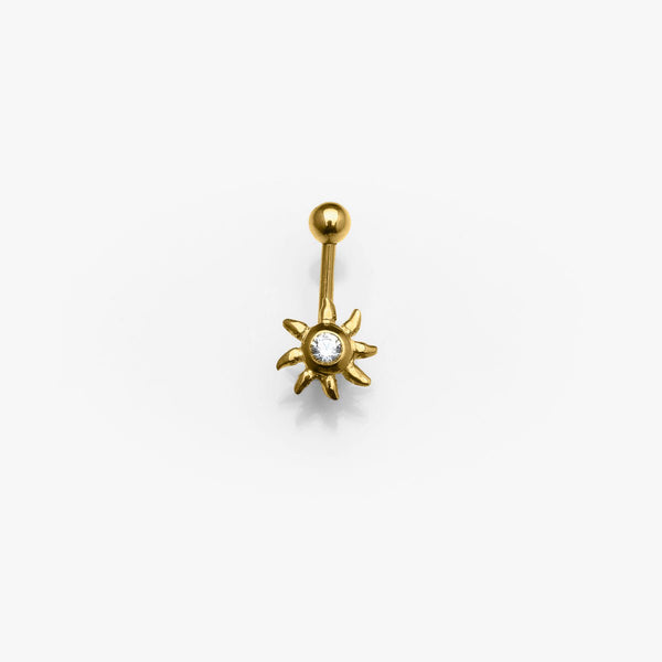Body Gold Piercingschmuck Goldene Bananen Goldenes Bauchnabelpiercing Sonne mit Zirkonia 18 kt Gelbgold