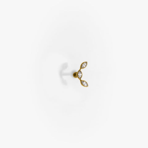 Body Gold Piercingschmuck Goldene Bananen Goldenes Helixpiercing „Navette Bogen" in 18 kt Gelbgold