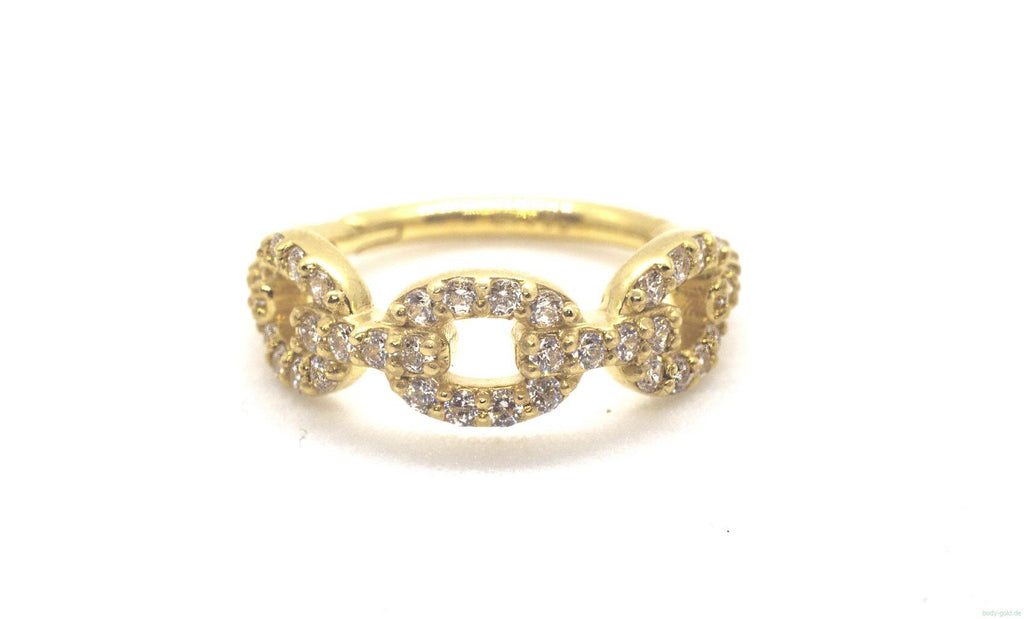 Body Gold Piercingschmuck Goldener Conchring Clicker, Orbitalpiercing Ring im Kettendesign 1,2 mm in 18 kt Gold
