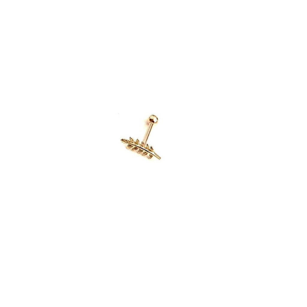 Body Gold Piercingschmuck Labret/Helix/Kugel Goldenes Helixpiercing „filigranes Blatt“ in 18 kt Gelbgold/Weißgold oder Rosé Gold