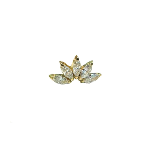 Body Gold Piercingschmuck Labret/Helix/Kugeln Goldenes Diamant Helixpiercing „Florence" mit 5 Brillanten im Navette Schliff
