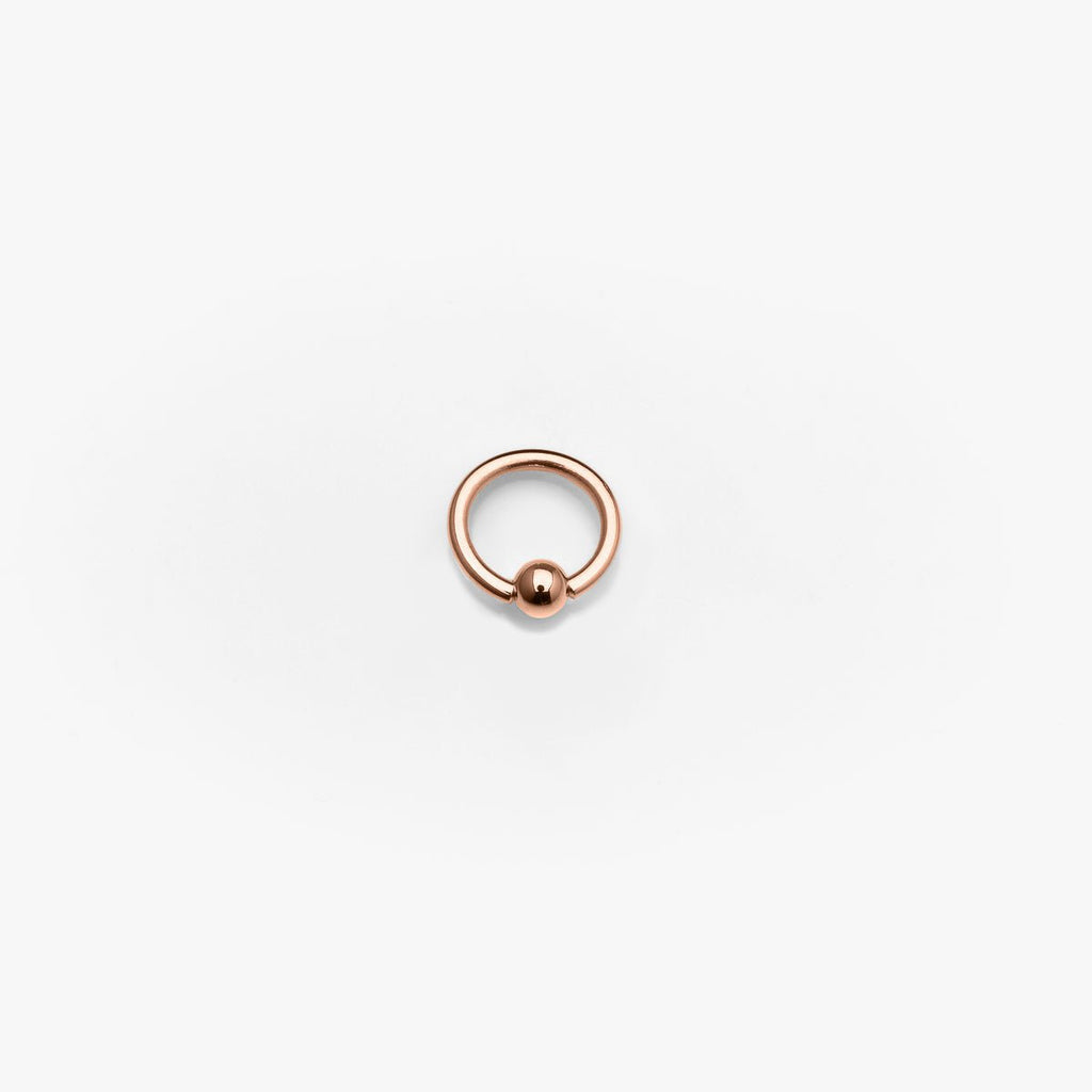 Body Gold Piercingschmuck Ringe/Hufeisen Goldener Klemmkugelring BCR Ring 2,0 mm mit Massivkugel in 18 kt Rosé Gold