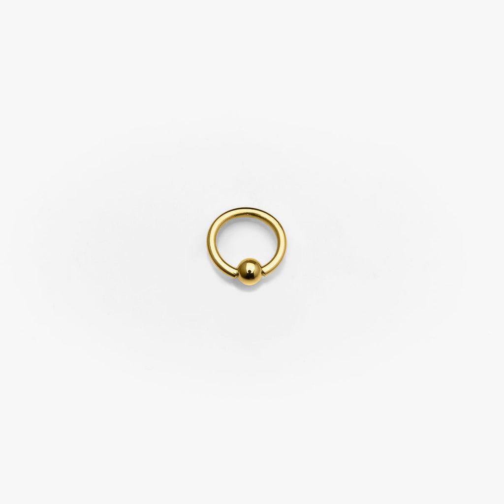 Body Gold Piercingschmuck Ringe/Hufeisen Piercingklemmring 1,2 mm Stärke mit Massivkugel in 18kt. Gelbgold