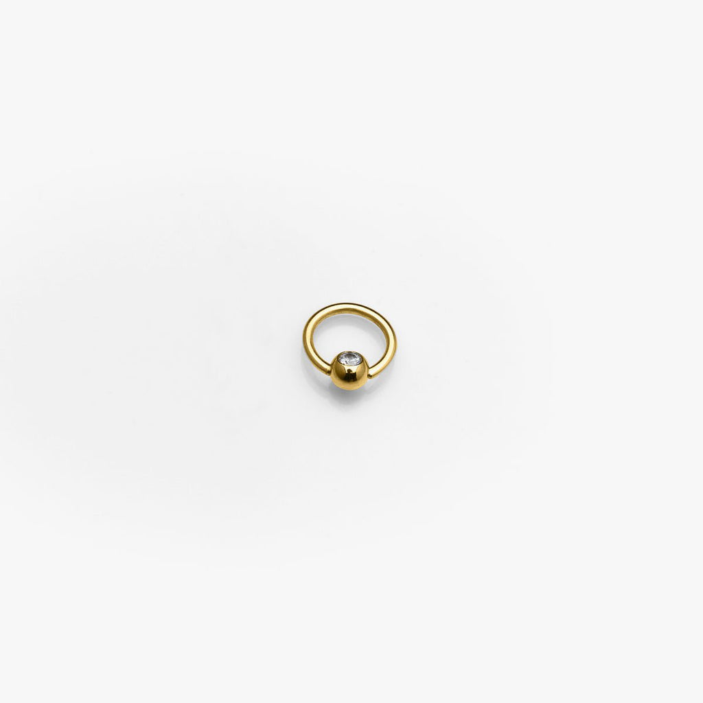 Body Gold Piercingschmuck Ringe/Hufeisen Piercingklemmring 1,2 mm Stärke mit Massivkugel in 18kt. Gelbgold
