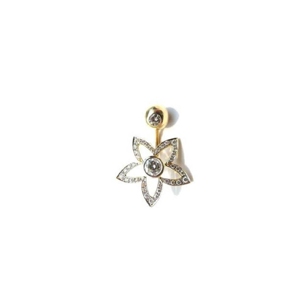Body Gold Piercingschmuck Goldene Bananen Goldenes Bauchnabelpiercing Diamantblüte in 18 kt Gelbgold mit 1,0 ct Brillanten